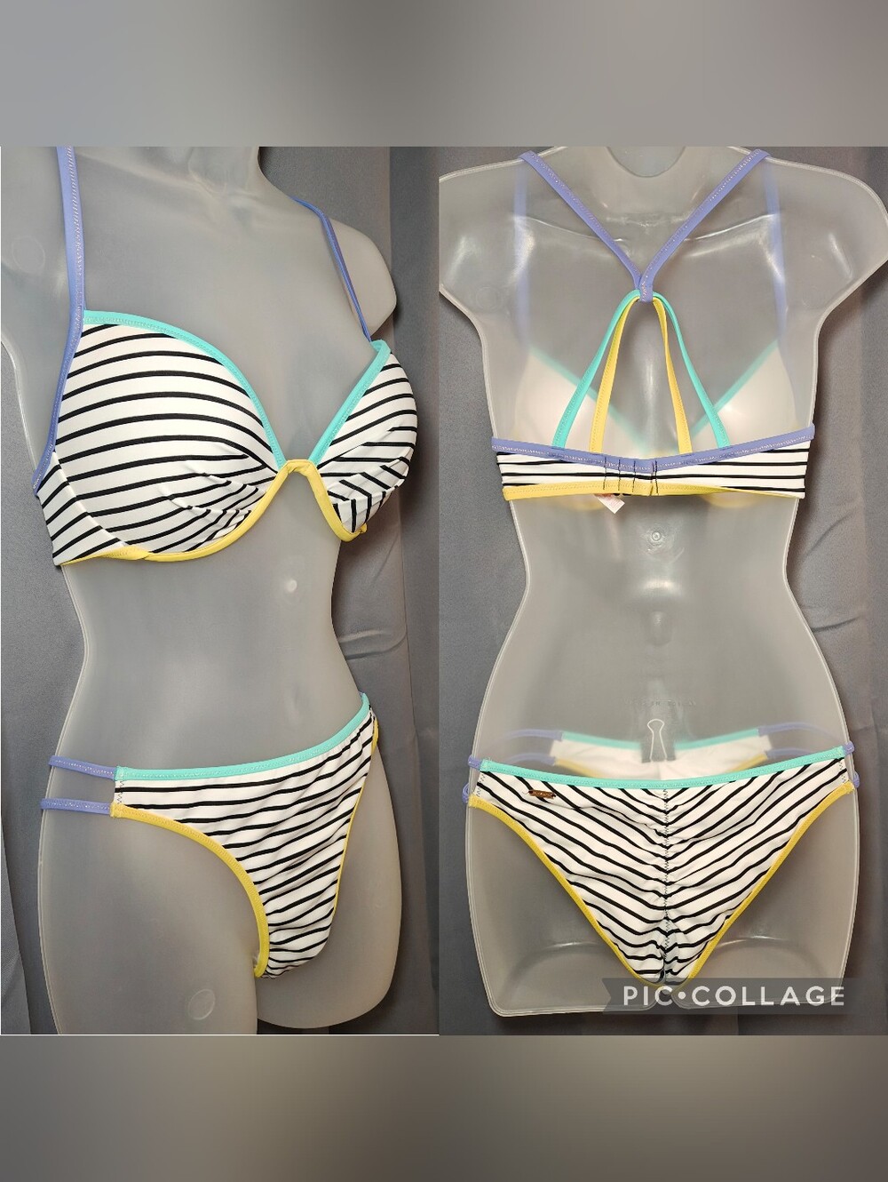 2016 Victoria's Secret Happy Stripe Strappy Fabulous Bikini Set.